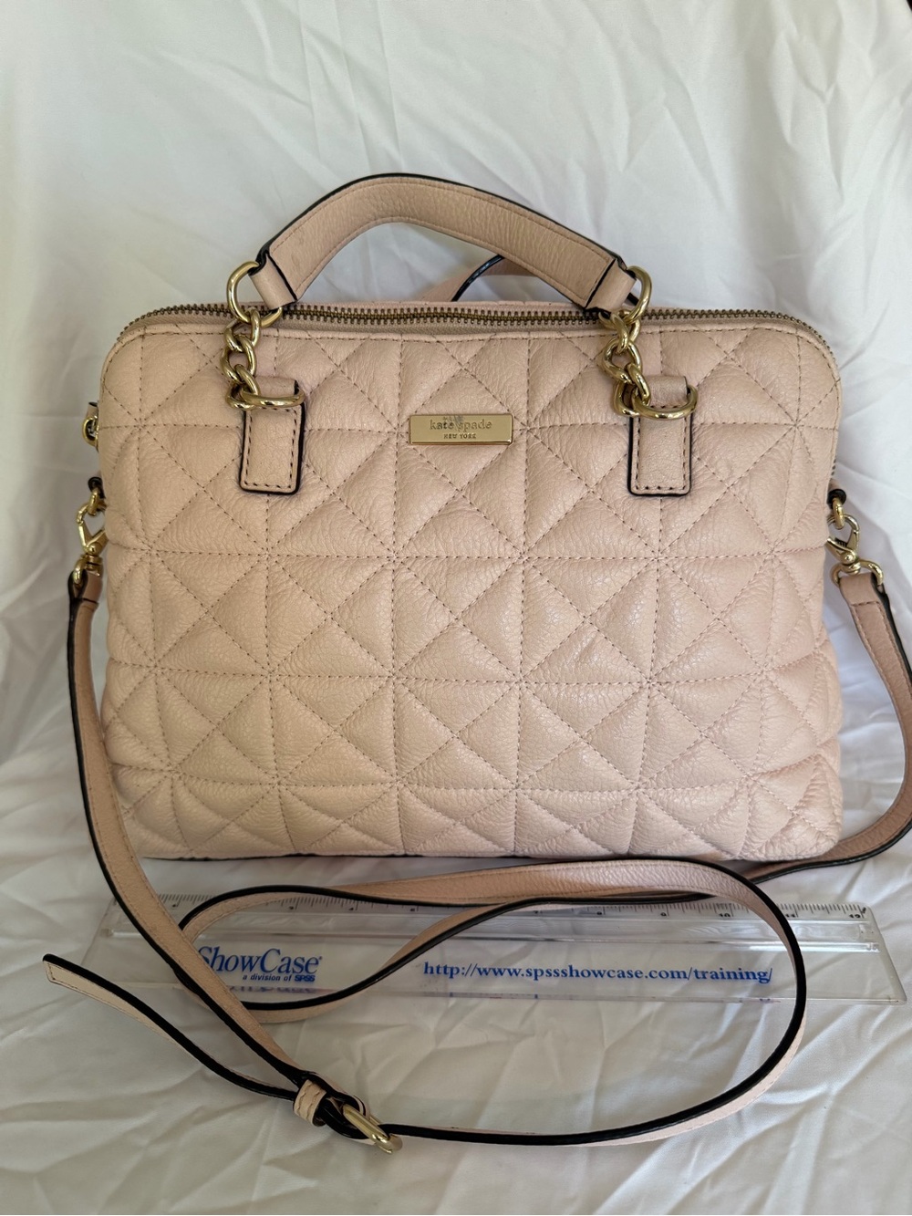 kate spade Quilted Pebbled Leather Satchel - Light Pink